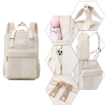 Makukke backpack for women and men, cord daypack with anti-theft pocket, casual school bag for everyday use.