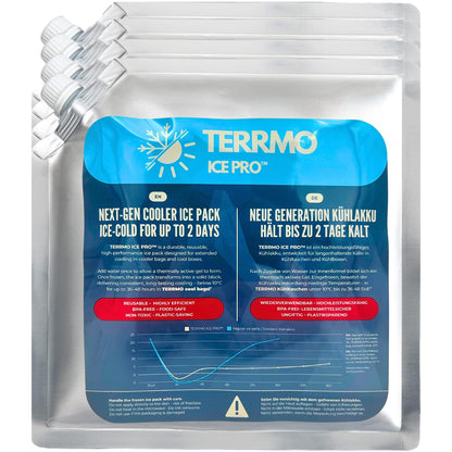 TERRMO Ice Pro™ Premium Large Cooling Pack for Cooler Bag, Ice Box, Cooler Backpack | Long cooling time up to 48-72h | Reusable, High performance | Cooling elements XL | 830ml/900g, 25x25cm (4 pack)