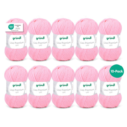 Gründl Wool Lisa Premium solid - 10 x 50 g - Yarn for crocheting - Yarn for knitting - 100% Polyacrylic - Soft & easy to care for - Needle size 3.5-4.5 - Baby pink