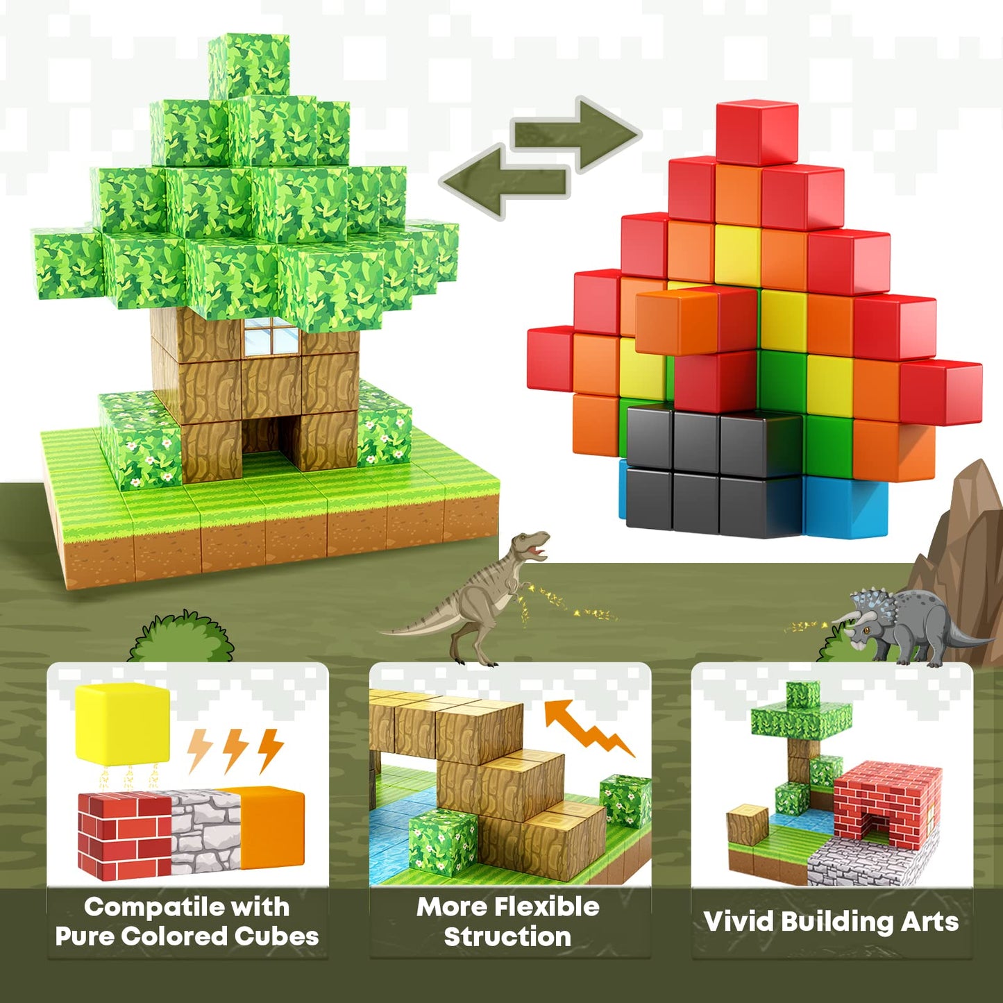 Toylogy Magnetic Building Blocks - Build Mine Magnets World Edition, Magnetic Toy for Boys and Girls ages 3 4 5 6 7 8, Montessori Toy for Kids 3+ Gift for Children...