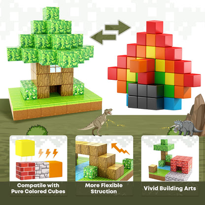 Toylogy Magnetic Building Blocks - Build Mine Magnets World Edition, Magnetic Toy for Boys and Girls ages 3 4 5 6 7 8, Montessori Toy for Kids 3+ Gift for Children...