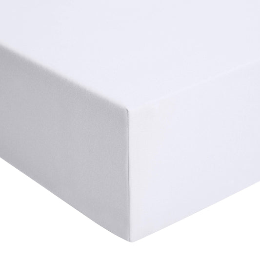 AmazonBasics Fitted Sheet, Jersey, White - 200 x 200 cm