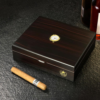 Slege Cigar Humidors, Humidor cigars, Spanish Cedar Wood Cigar Box, with Humidor humidifier, Hygrometer, Divider, single layer, Men's Gift Cigar Accessories (10-30 cigars)