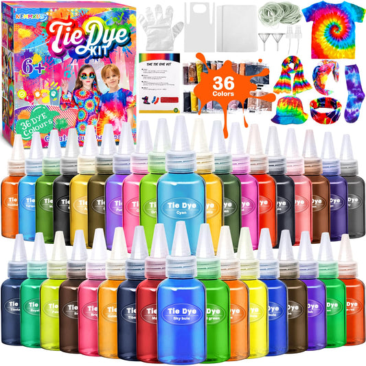 Batik kit, set of batik dyes, 36 colors for dyeing fabric and clothing, creative crafting Tie Dye Kit, games and activities, ideal art and craft set for children and adults (216 pieces)