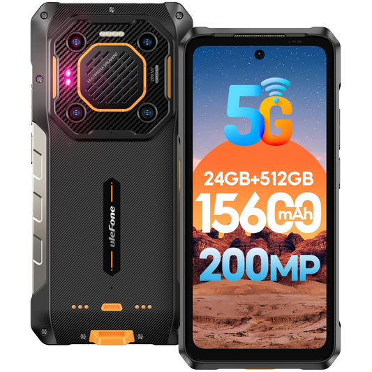 Ulefone Armor 26 Ultra 5G Outdoor Phone, 512GB+24GB 15600mAh/120W Dimensity 8020 200MP+50MP Camera 6.78” 120Hz 121dB IP68 Rugged Smartphone Android 13 Dual SIM Fingerprint ID/NFC 2 Year Warranty.