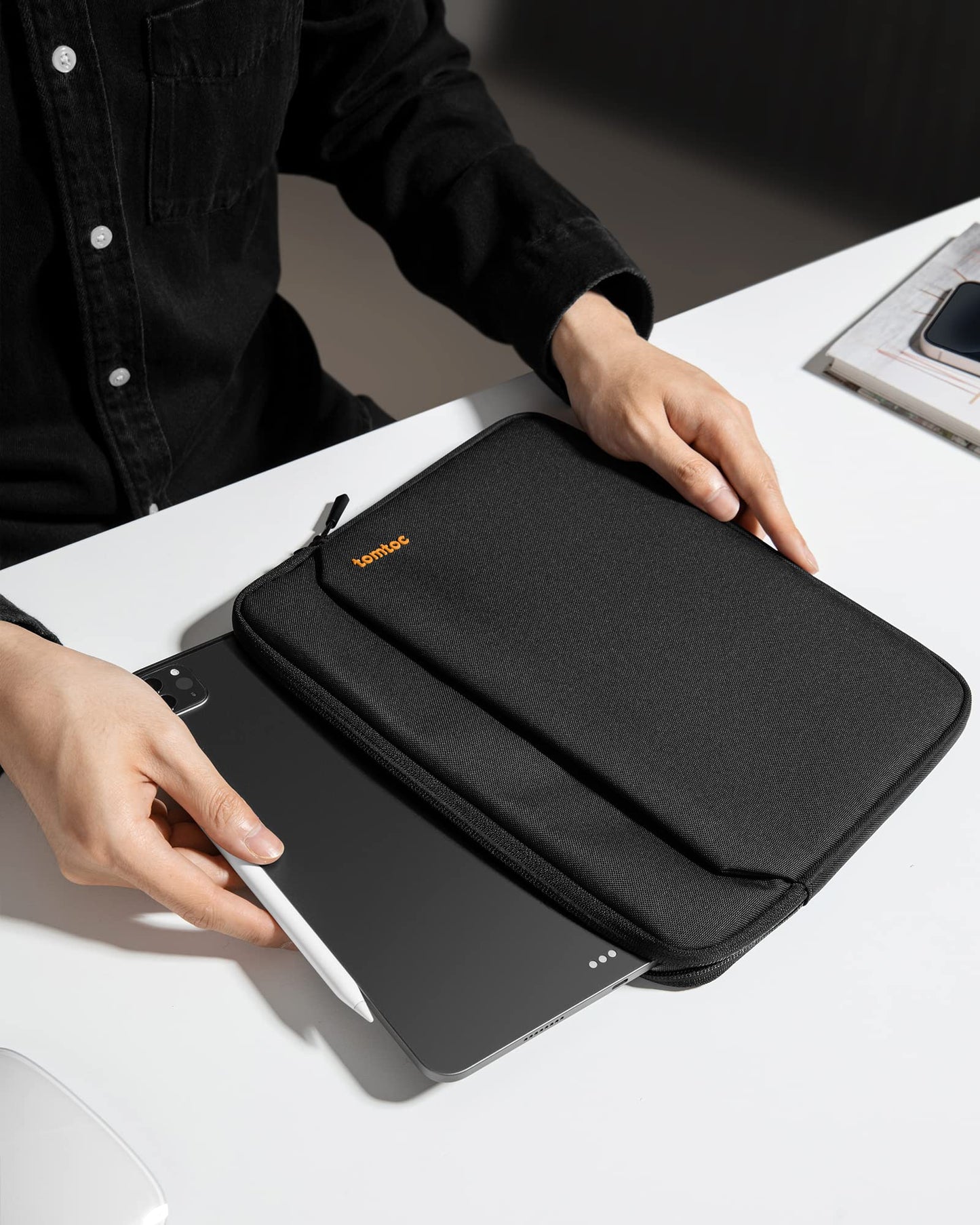 tomtoc Slim Tablet Sleeve for 11-inch iPad Pro M4 & iPad Air M3 2025 M2 2024, iPad (A16), iPad Pro M2&M1, 10.9" iPad 10, Galaxy Tab A9+/S9 FE, with accessory pocket, for Smart/Magic Keyboard