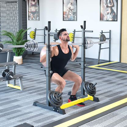 LIFERUN Squat Rack barbell stand, squat stand, adjustable barbell rack height adjustable, multifunctional barbell rack for gym home weightlifting bench press up to 250 kg (Yellow)