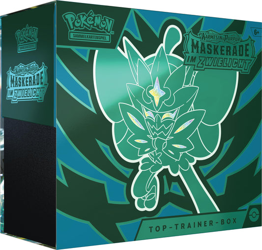 Pokémon Trading Card Game: Top Trainer Box Crimson & Purple - Masquerade in Twilight (1 full-art promo card featuring Turquoise-masked Ogrepon, 9 booster packs & premium accessories)