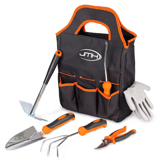JMH Stainless Steel Garden Tool Set - 7-piece Garden Tool Set - Outdoor Garden Accessories - Garden tools with Weed Puller - Gardening Tools
