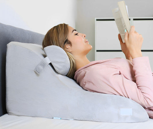 Relivy - Reading Pillow with Memory Foam | Ergonomic Back & Wedge Pillow for Bed, Sofa & Couch | Orthopedic Support Pillow for Back Pain & Tension
