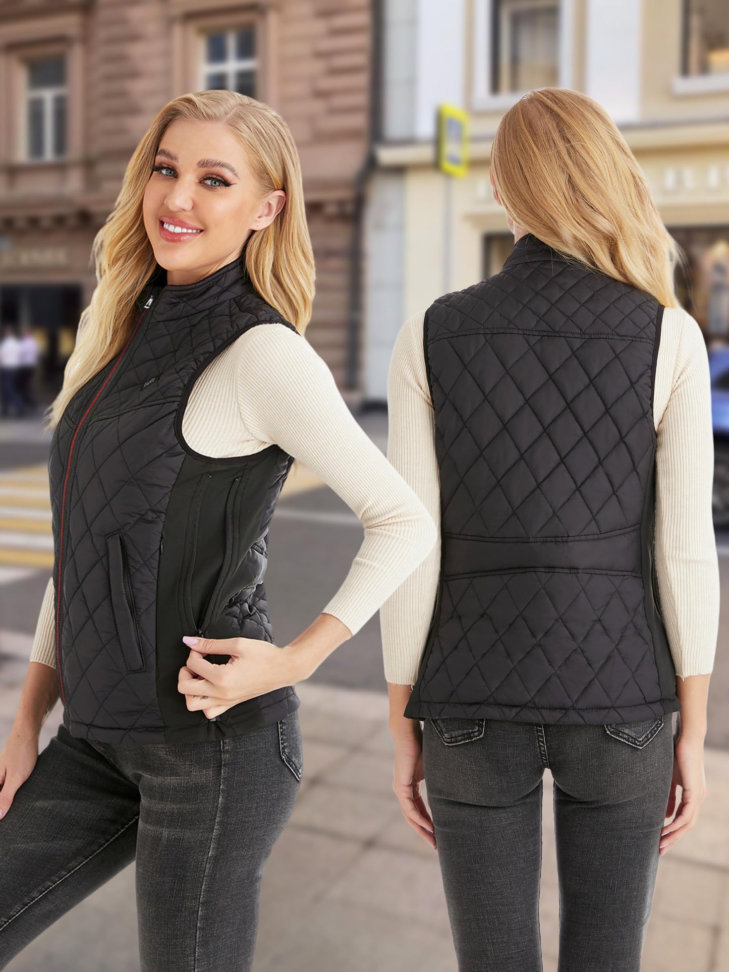Kintiwe Heated Vest, Women's Heated Vest with 12000mAh Powerbank, Heated Jacket with 5 heating zones.
