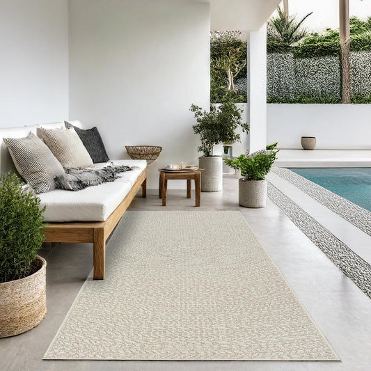 The carpet Kansas - durable indoor and outdoor rug in natural jute look, weatherproof, suitable for terrace and garden, cream, approx. 80 x 250 cm.