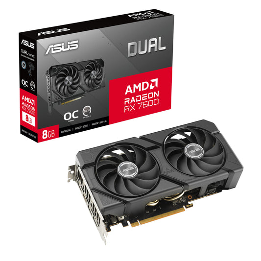 ASUS Dual Radeon RX 7600 EVO OC Edition 8GB GDDR6 Gaming Graphics Card (AMD Radeon RX7600, PCIe 4.0, 1x HDMI 2.1, 3x DisplayPort 1.4a, DUAL-RX7600-O8G-EVO)
