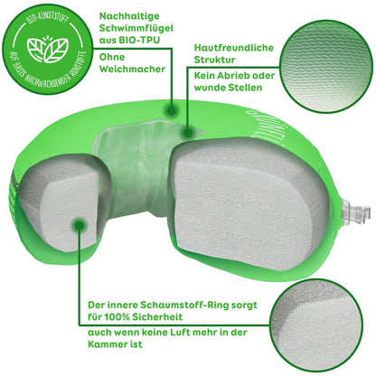 Green Wing Arm Floats for ages 1 and up - Safe & Skin-friendly & No phthalates I 11-30 Kg I Round arm floats Swim flotation device for babies 1 year old Children 2 years old Kids 3-6 years old