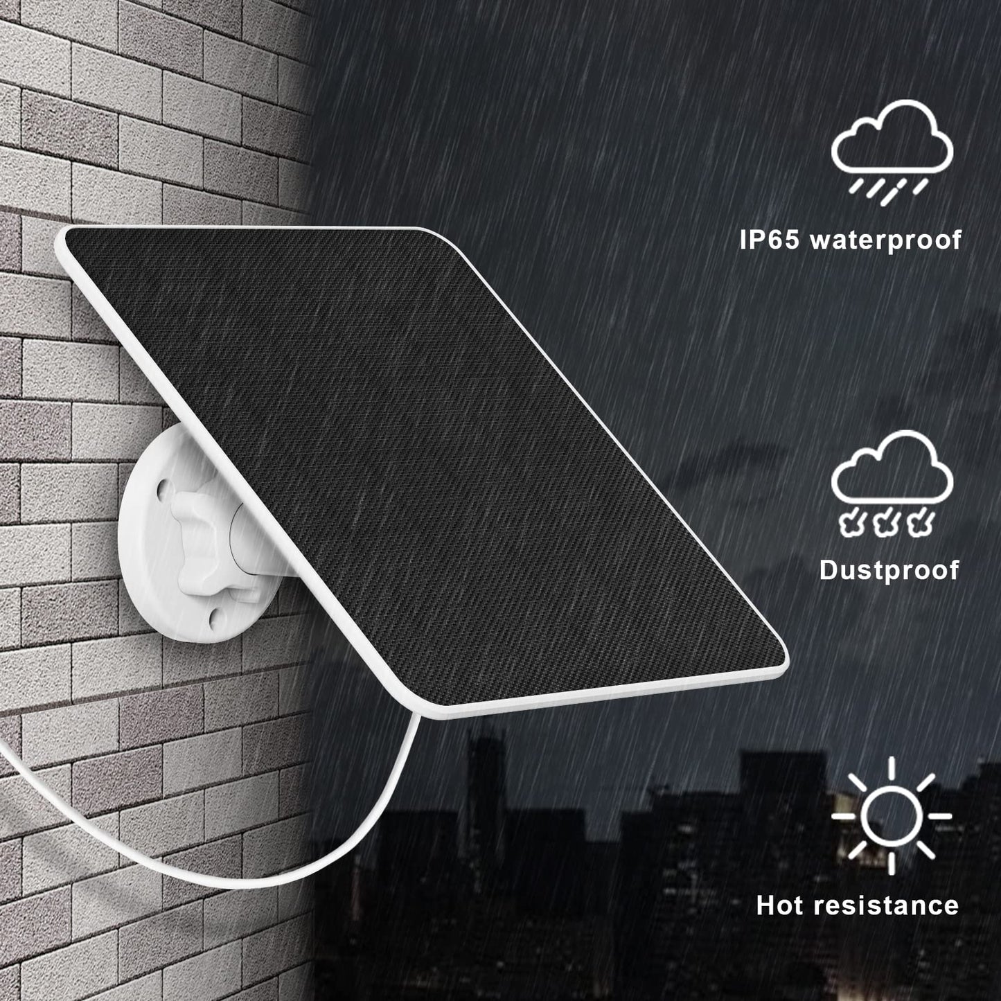 5W solar panel for Ring camera, solar charger compatible with Ring Stick Up Cam/Pro battery, Spotlight Cam Plus/Pro battery. Camera solar panel includes barrel plug to USB-C adapter, pack of 2.