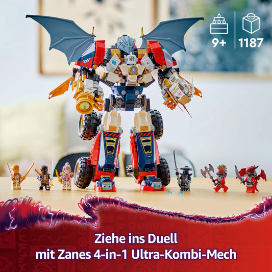 LEGO NINJAGO 4in1 Zane's Ultra Combo Mech - Toy with car model - Convertible into a jet or dragon figure - Includes 6 minifigures - Building toy for boys and girls aged 9+ 71834