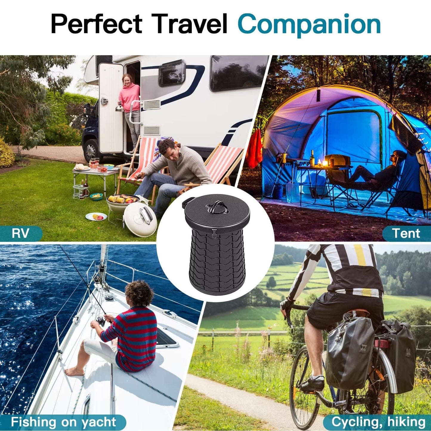 Tabeskly Camping Toilets, Outdoor Foldable Camping Toilet Separate Dry Toilet Portable Mobile Toilet Auto Folding Toilet, Plastic, Black.