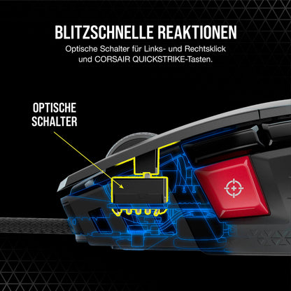 CORSAIR M65 RGB ULTRA Wired Tunable FPS Gaming Mouse - 26,000 DPI - Optical Switches - Weight System - AXON Hyper-Processing Technology - iCUE Compatible - PC, Mac, PS5, PS4, Xbox - Black