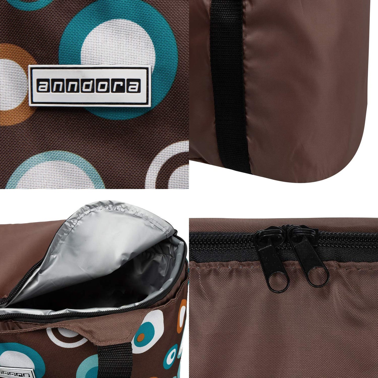 anndora shopping bag 22 liters plus cooler bag 18 liters - can be used separately - brown light blue