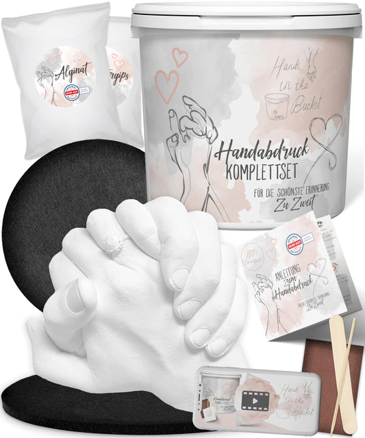 3D handprint set for couples Made in Germany with base plaster casting kit hands anniversary gift for him, couple gifts plaster gift for her, plaster cast couple