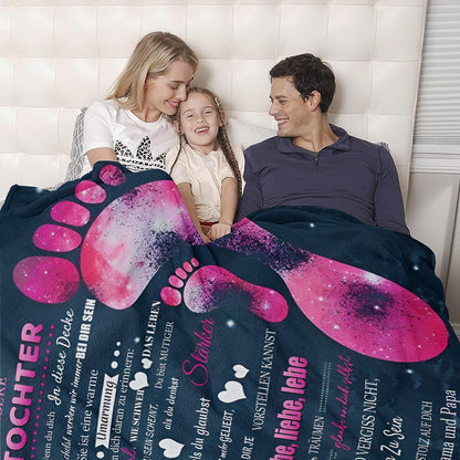 Cuddle blanket fluffy for our daughter from parents, Personalized gifts blanket German Mom and Dad for Daughter love letter blanket Positively Encourage Fleece blanket throw blanket sofa blanket (150x200cm)