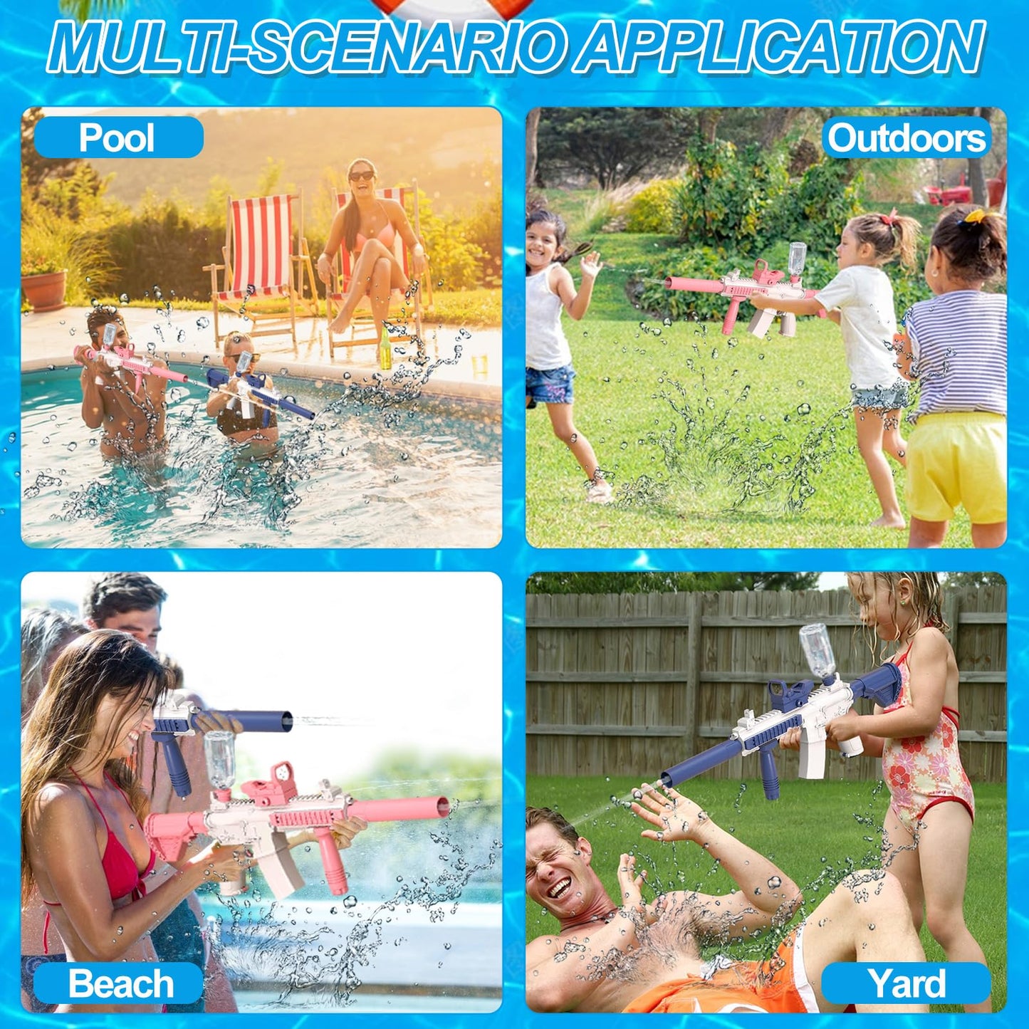 2 piece Electric Water Gun Set for adults and kids Water Toys, Water Guns Water Squirt Gun with 500ml water capacity, Low Power Protection Rechargeable Battery.