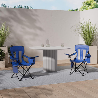 Amazon Basics camping chair with cooler, regular, mesh, blue.