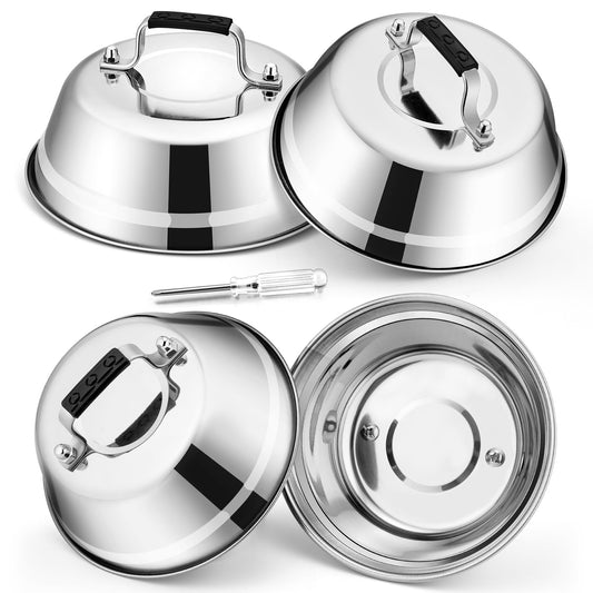 HaWare Burger Press, Set of 4 Stainless Steel Burger Press with Rubber Handle, Burger Smash Press for Grill, Steak, Cheese, Teppanyaki, Indoor & Outdoor, Dishwasher Safe - 16.8 x 6 cm