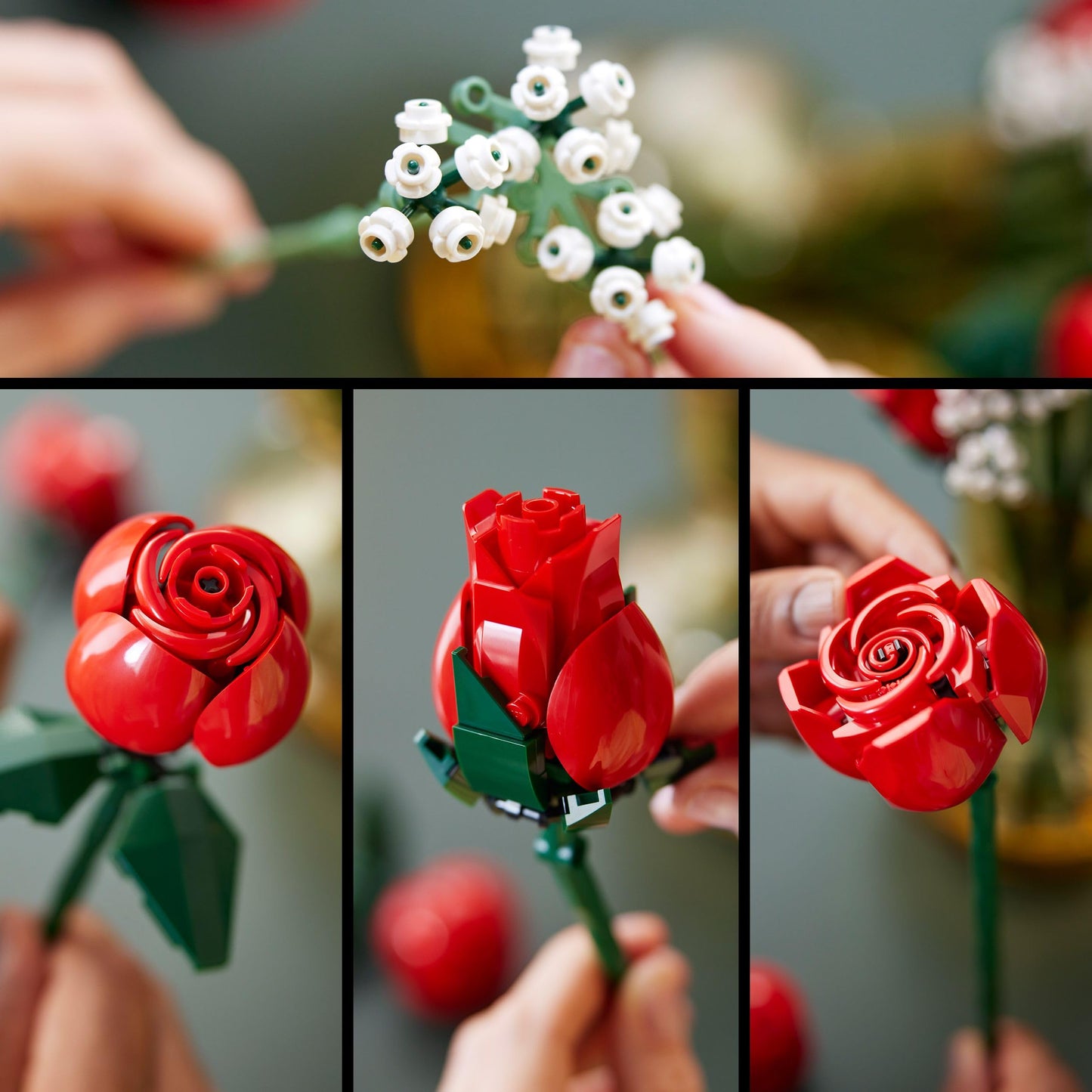 LEGO Botanicals Rose Bouquet - Artificial flowers for room decor - Botanical Collection set for adults - Gift for partner, girlfriend, or boyfriend - Artificial plants 10328