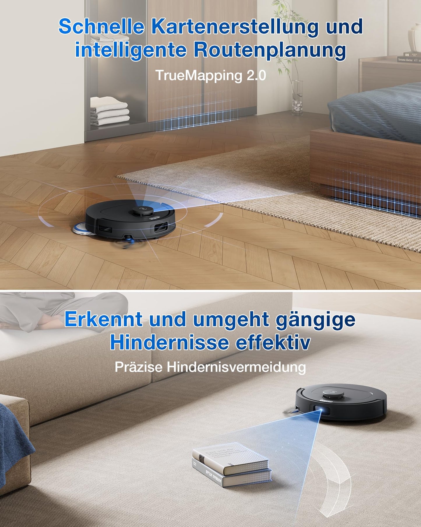 ECOVACS DEEBOT T30C Omni, robot vacuum with mop function, 20,000 Pa, OZMO Turbo 2.0 mopping, ZeroTangle 3.0 anti-tangling, TruEdge 2.0 edge cleaning, All-in-One Station, 75°C mop wash, Black