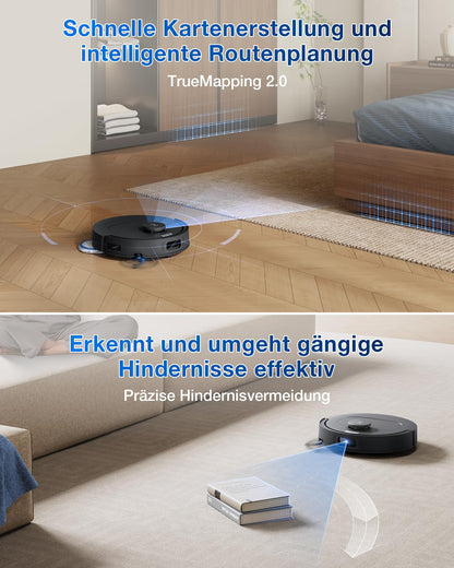 ECOVACS DEEBOT T30C Omni, robot vacuum with mop function, 20,000 Pa, OZMO Turbo 2.0 mopping, ZeroTangle 3.0 anti-tangling, TruEdge 2.0 edge cleaning, All-in-One Station, 75°C mop wash, Black