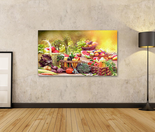 islandburner canvas print Fresh organic fruits and vegetables kitchen picture images wall art poster