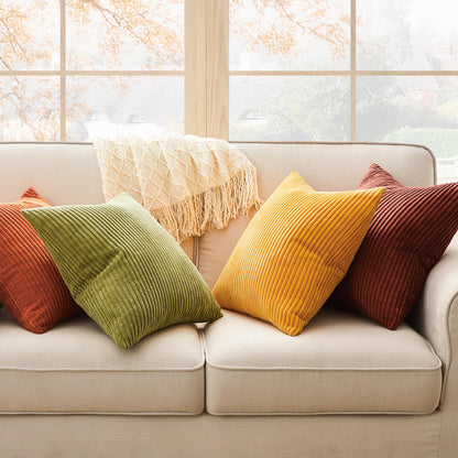 Topfinel pillowcase 40x40 autumn 4-piece set corduroy pillowcases cushion cover decorative pillow for sofa bed living room children fluffy orange yellow green