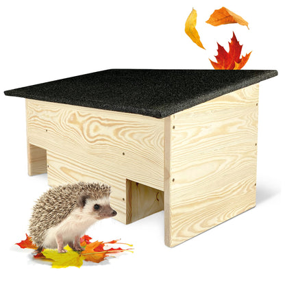 GROUND FLOOR Hedgehog feeding house without base made of solid wood/Hedgehog house winterproof, cat-safe/Hedgehog feeding house produced in Germany & made of certified wood/Hedgehog feeding spot