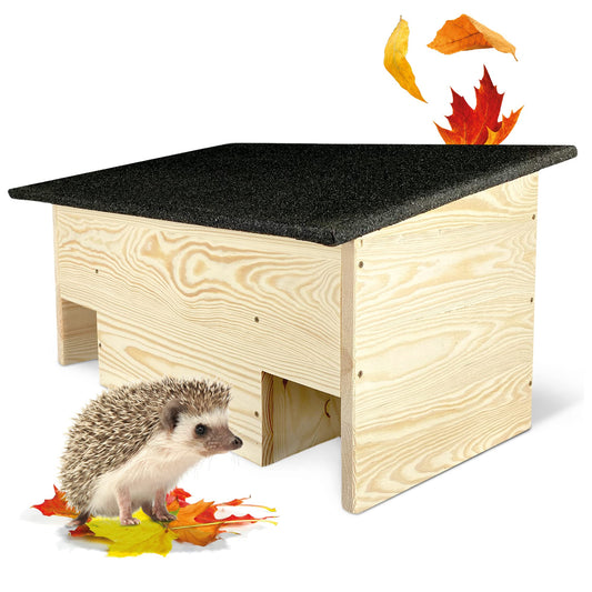 GROUND FLOOR Hedgehog feeding house without base made of solid wood/Hedgehog house winterproof, cat-safe/Hedgehog feeding house produced in Germany & made of certified wood/Hedgehog feeding spot