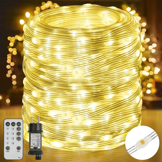 Outdoor string lights 50M, 500LED 8Modes Christmas tree string lights IP67 Weatherproof Sparkling fairy lights for Christmas decoration garden balcony decor room lighting weddings