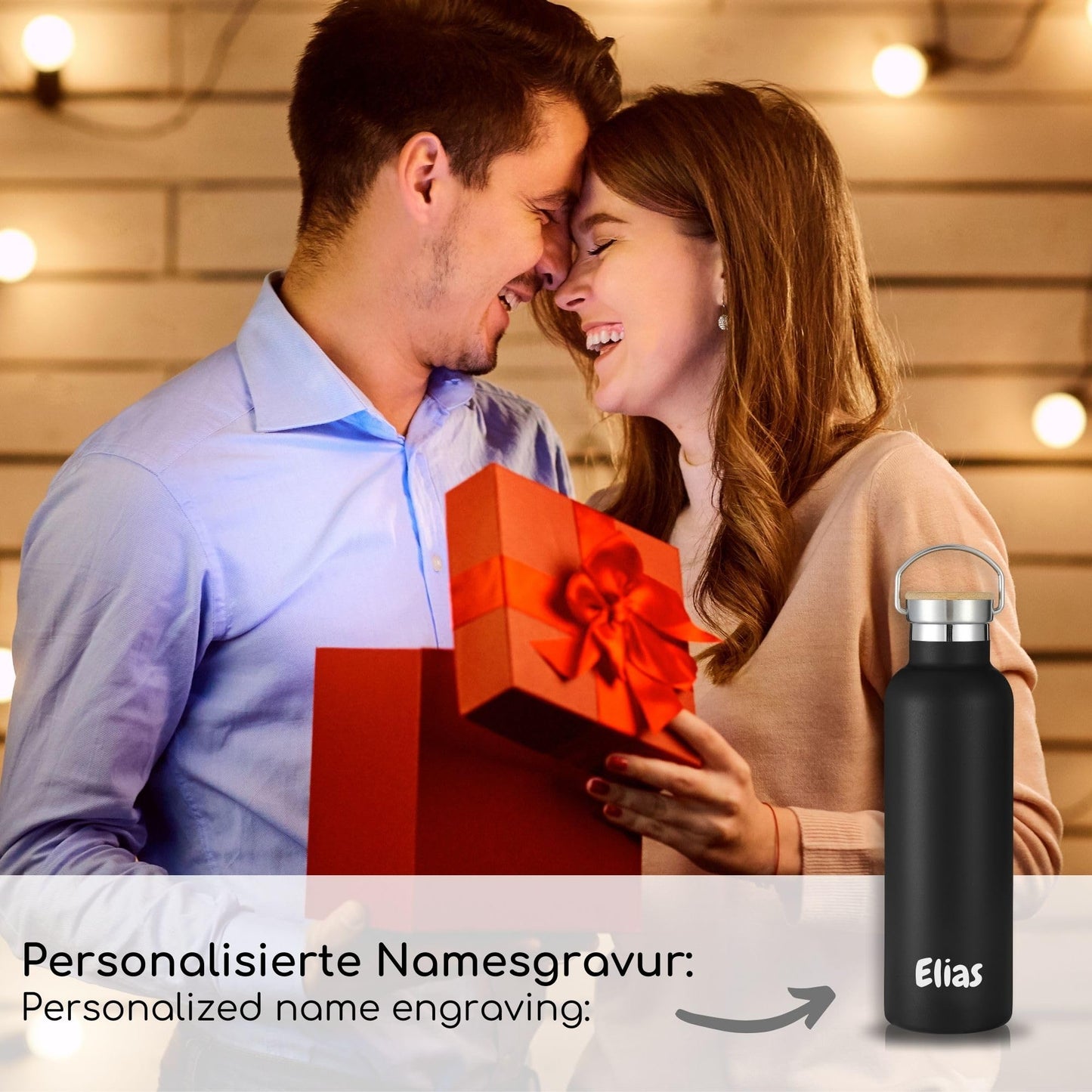 Milu® Engraved Water Bottle personalized - perfect for gifting on Easter, Father's Day, Mother's Day, Christmas, Back to School, Anniversary, Birthday, for women and men, moms, dads, and kids (500ml + Engraving)