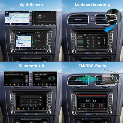 [1+32G] CAMECHO Android 13 Wireless Carplay & Android Auto car radio for VW Golf 5 Golf 6 Skoda Polo Passat Tiguan, 7-inch HD screen with GPS/WiFi/Bluetooth/FM/RDS/HiFi/USB + AHD rear view camera.