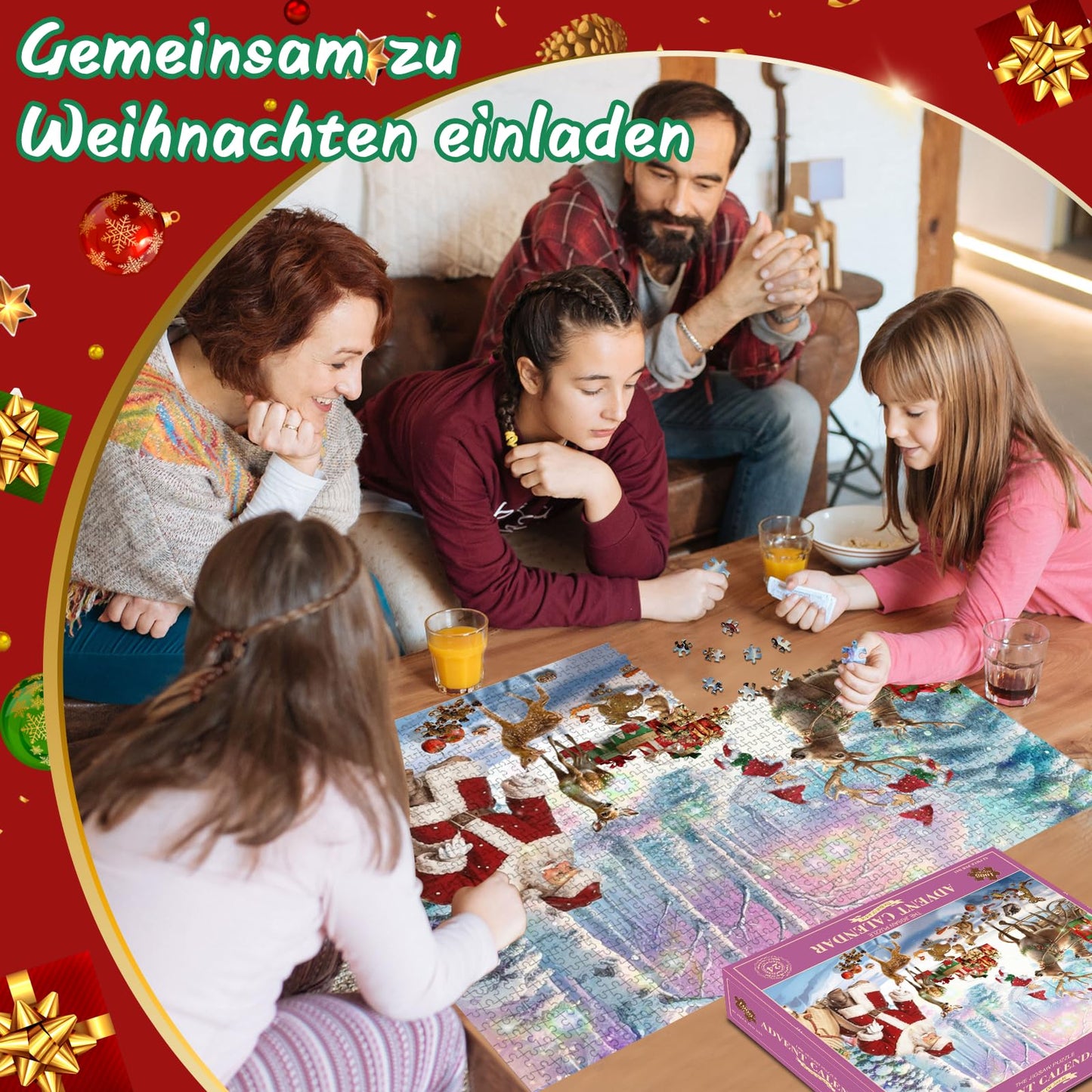Advent calendar 2024 puzzle for kids and adults, 1008 piece puzzle 24 day Christmas countdown calendar - Christmas gifts for teenagers (27.6 x 19.7 inches)