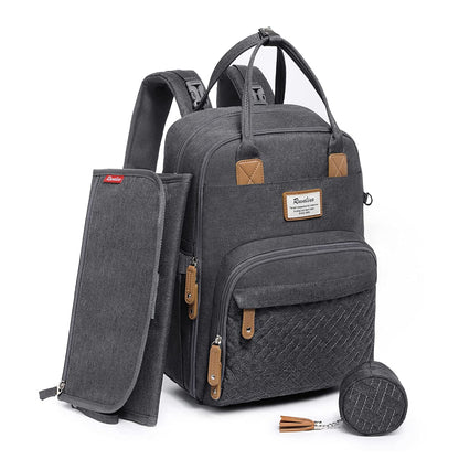 RUVALINO Baby Diaper Bag Backpack with Portable Changing Pad, Pacifier Holder, and Stroller Straps, Multifunctional Baby Bag for Mom and Dad, Dark Gray