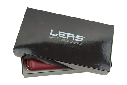 Large full leather women's wallet with RFID protection, zip all around, women's long wallet, purse wallet in genuine leather by LEAS, red 19.5x9.5x2cm (WxHxD)