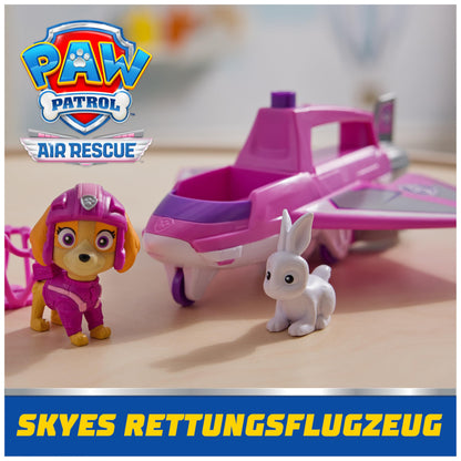 PAW Patrol Air Rescue - Skye's Rescue Plane with retractable claw and rescue basket, includes Skye figure and bunny (base vehicle), toy for children ages 3 and up.