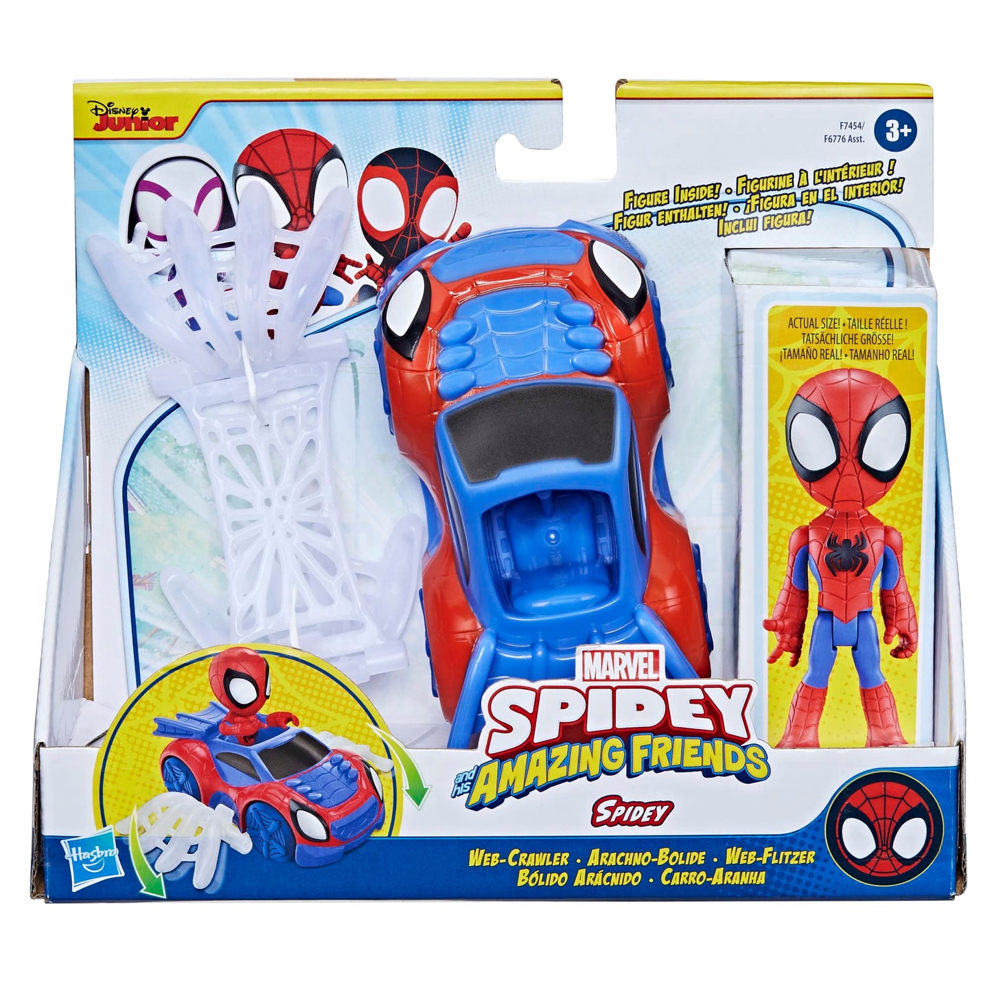 Spidey and his Amazing Friends Marvel Spidey Web-Flitzer Set, Spidey action figure with vehicle and accessory, toy, red