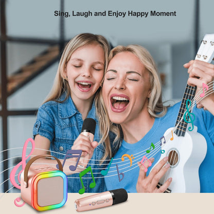 CUTE speaker boxes with karaoke microphone for kids, mini karaoke machine supports Bluetooth, Micro SD, USB & AUX, gift & toy for girls 4-12 years, perfect for parties & celebrations.