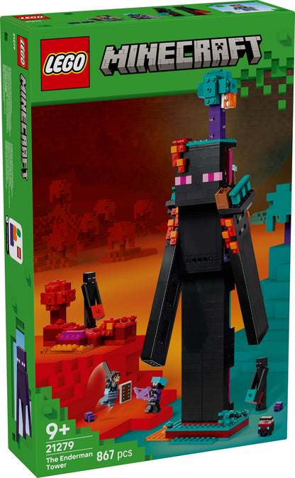 LEGO Minecraft 2in1 The Enderman Tower - Modular Gaming Toy - Can be built into 2 fortresses - With 4 collectible minifigures - Gamer gift for boys and girls aged 9 and up - 21279