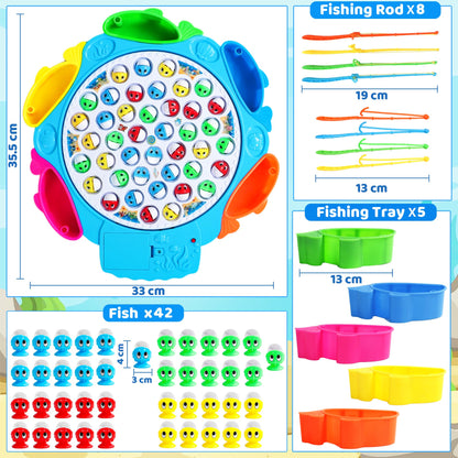 Fishing game Fishing Game Children's games for 3 4 years Board game Toy for 3 years Children's games for 4 years with 8 children's fishing rods 42 fish game for 3 4 5 years Boys Girls, Large size 35.5X33 cm