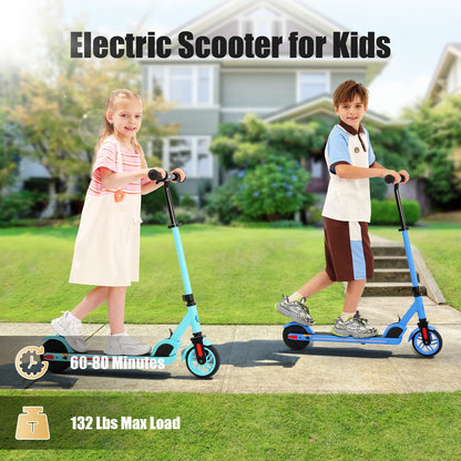 Caroma electric scooter for kids aged 6-14, 180W motor, 16 km/h, 60 min ride time, Adjustable speed & height, Colorful lights, LED display, Foldable kids electric scooter.