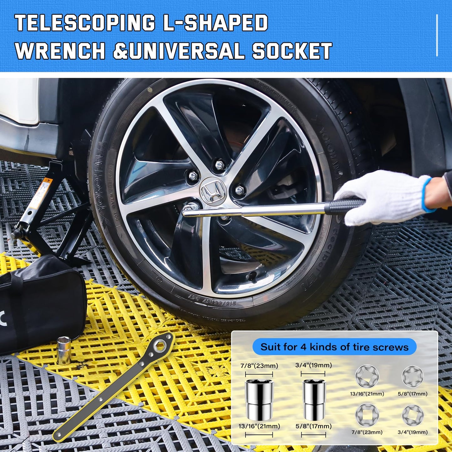 IMAYCC 2.5T Jack, Universal scissor jack for car with rubber pad, Portable jack with lug wrench, Auto emergency kit for SUV MPV, Ideal for maintenance and repair