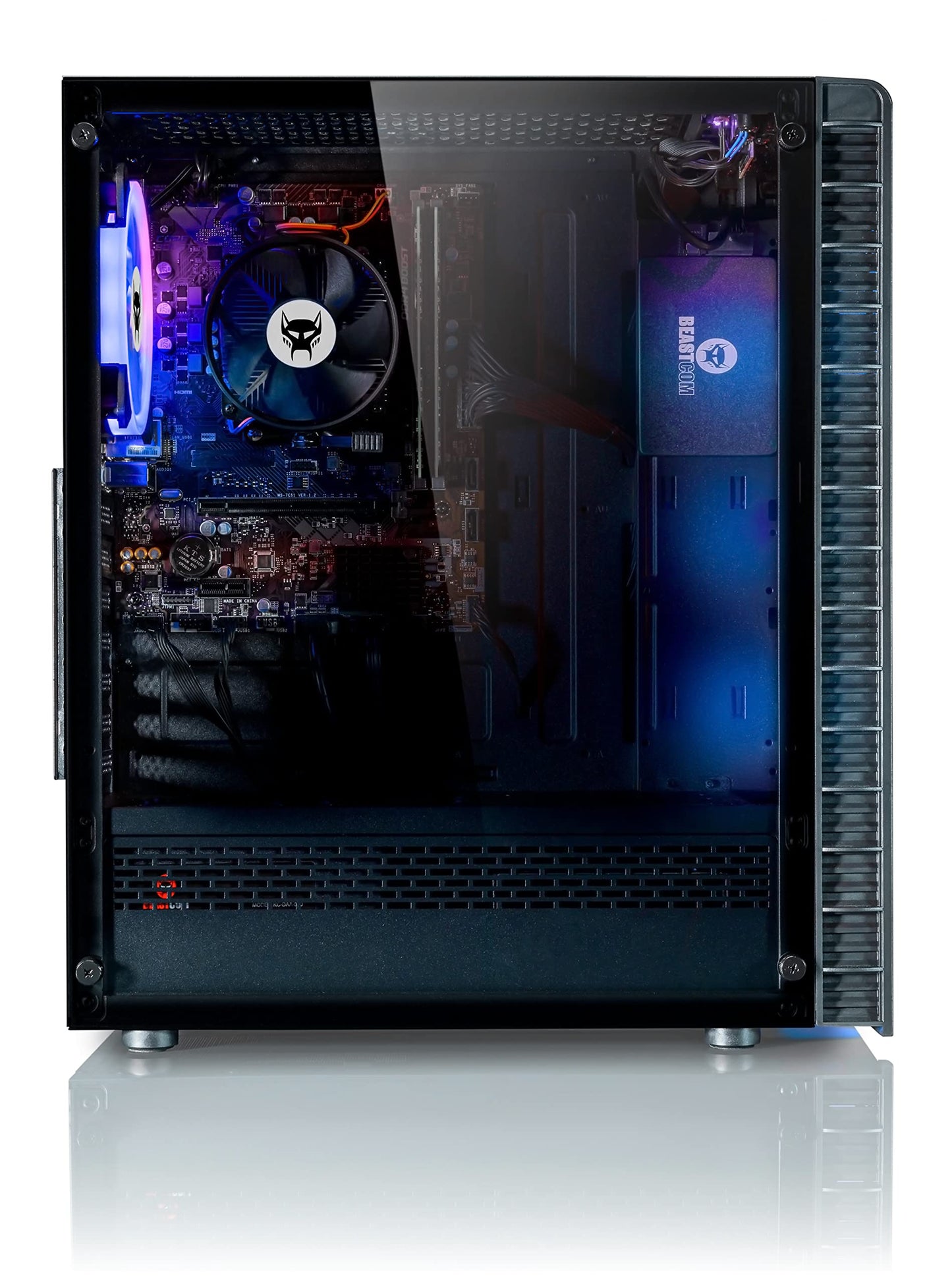 BEASTCOM Q3 Essential Gaming PC Set with AMD Ryzen 3 4X 4.00GHz, 4K Vega 6-Core Graphics, 16GB RAM, 256GB SSD + 1TB, 24" LED Monitor + Keyboard + Mouse + Mousepad, HDMI, WLAN, Windows 11 Pro