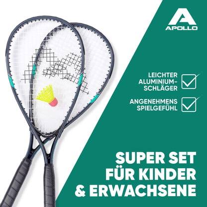 Apollo Speed Badminton Set | Rackets in Various Colors | Shuttlecock | Squash | Bag and Badminton Rackets | Shuttlecock Set for Kids